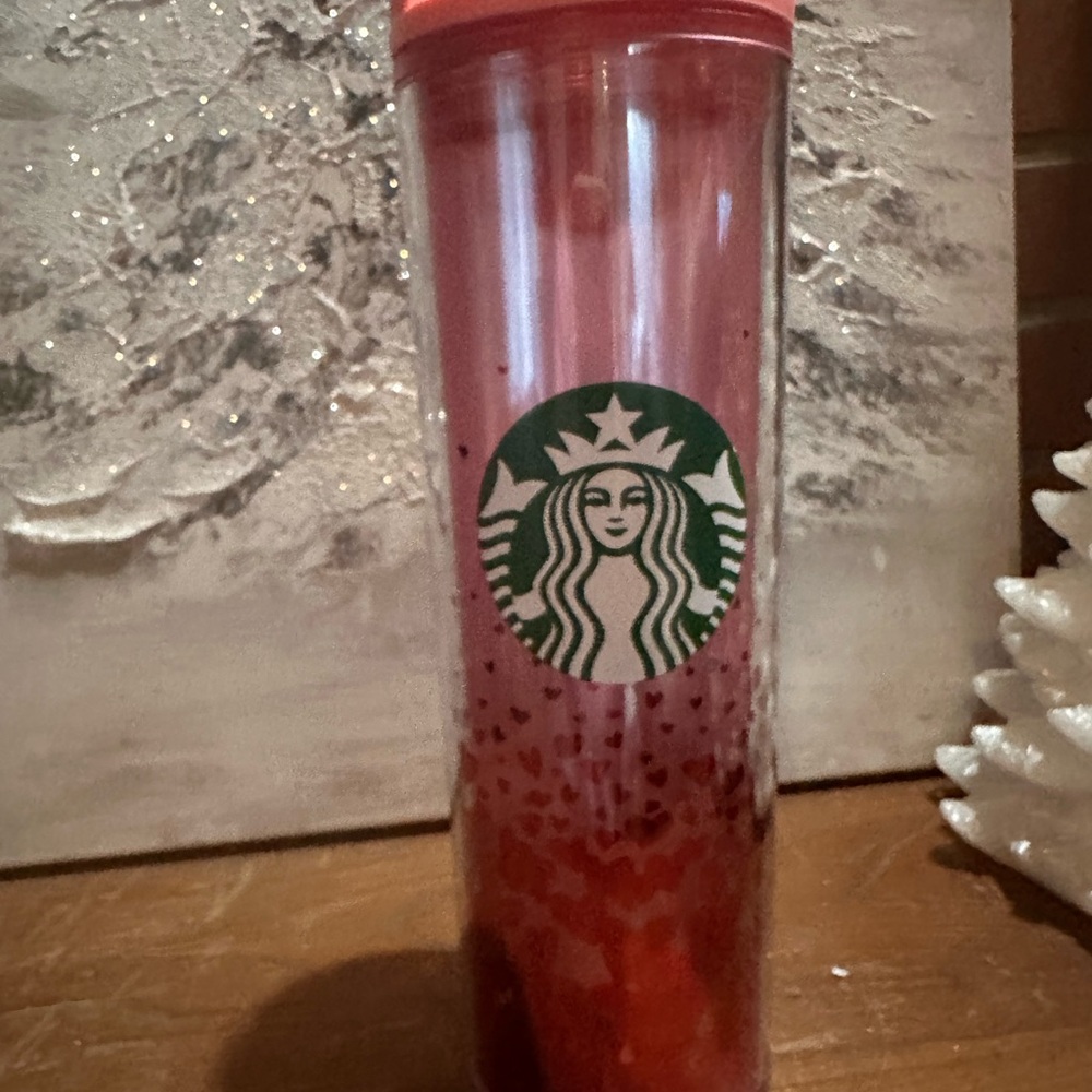 Starbucks Pink and Red Heart Tumbler